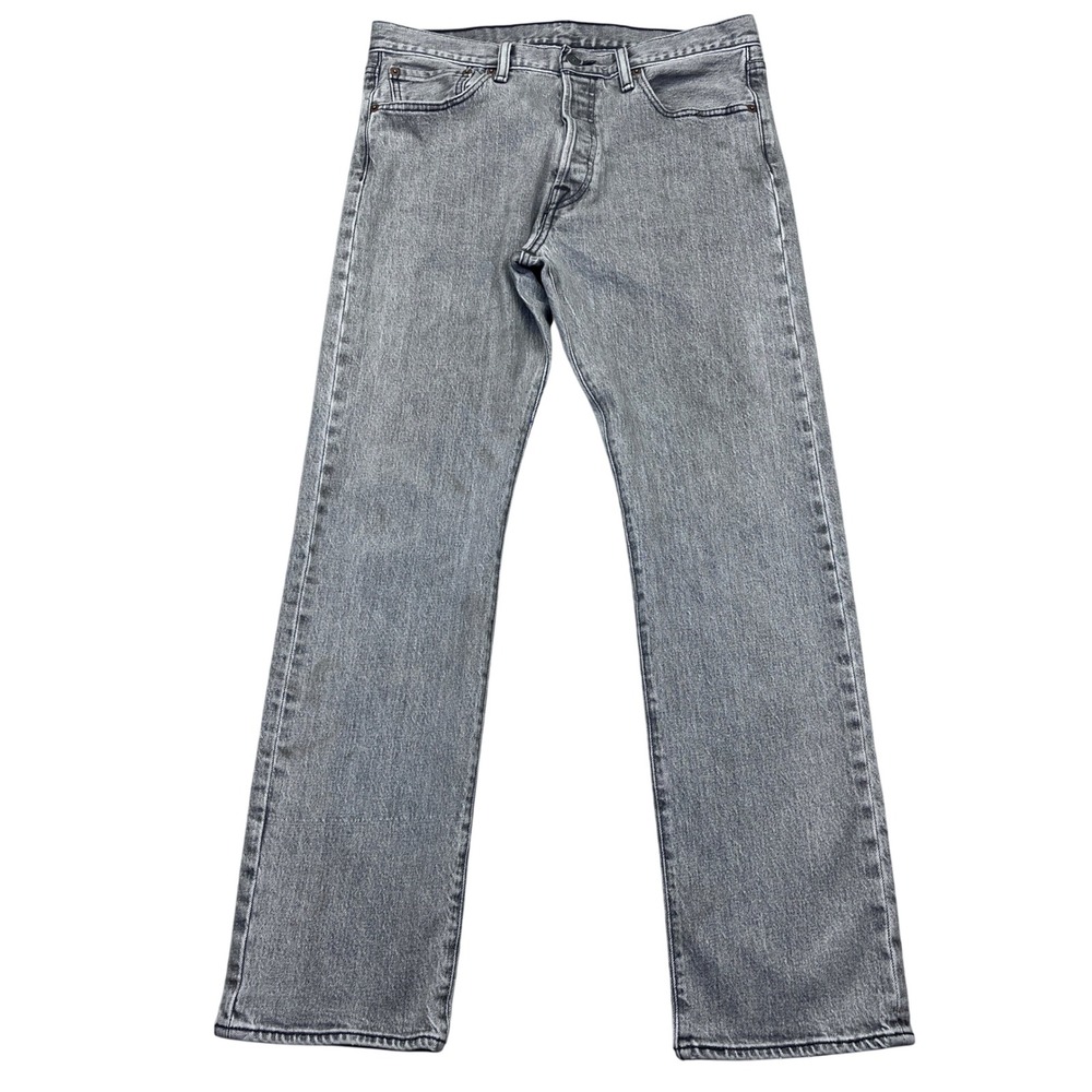 Levi's 501 Jeans Mens Sz 32 Gray Wash Straight Leg Button Fly Denim Pants Grunge